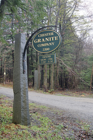 granite sign post at chester granite's western massachusetts quarry