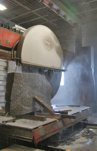 large capacity stone cutting saw at chester granite's stone shop